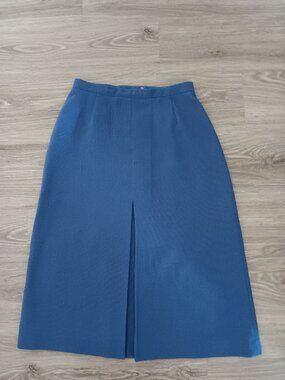Vintage Blue 1970s Mister Leonard Midi Skirt Box Pleat Made in Canada XS/S